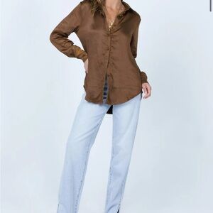 Princess Polly Chocolate Satin Blouse